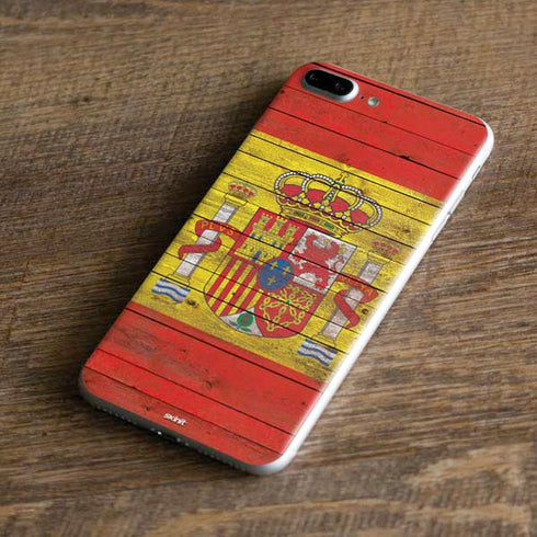 Spain Flag Dark Wood iPhone 8 Plus Skin